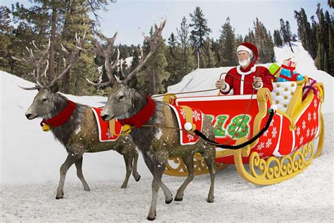 Santa Claus Rides Reindeer Sleigh - 3D Model by tranduyhieu