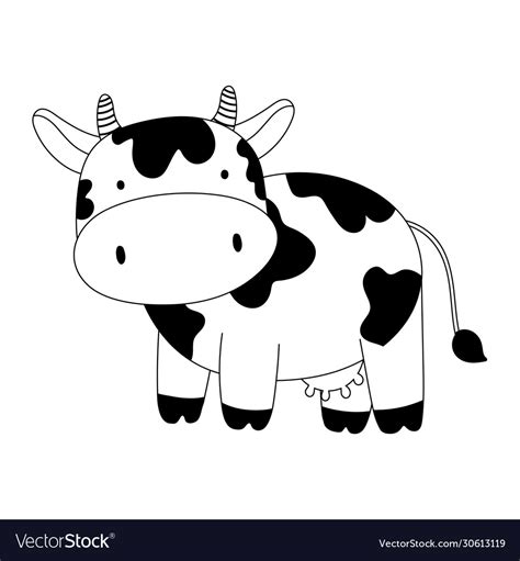 Cow cartoon farm animal isolated icon on white Vector Image