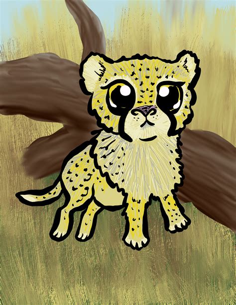 Cheetah cub by a log on savanna | Behance