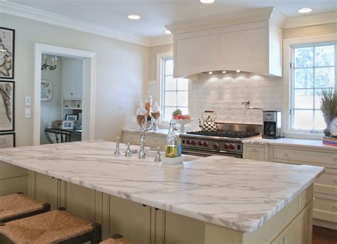 White Carrera Extra Marble Kitchen Countertops | Reflections Granite ...