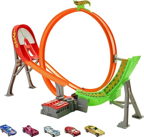 Hot Wheels Action Power Shift Motorized Raceway Track Set with 5 Cars ...