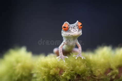 Spotted Dewlap of a Leachianus Gecko on Moss Stock Photo - Image of ...