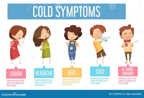 Cold Symptoms Kids Flat Infographic Poster Stock Illustration ...