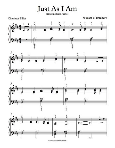 Free Piano Arrangement Sheet Music – Just As I Am – Michael Kravchuk