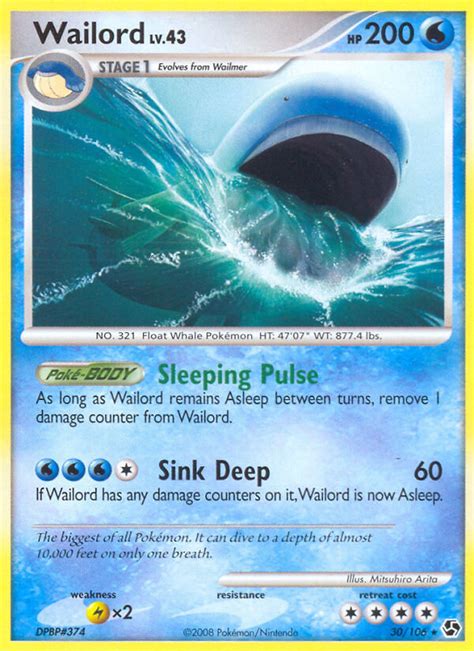 Wailord 30/106 DP Great Encounters Rare Pokemon Card NEAR MINT TCG