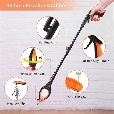 8 in 1 Hip Knee Kit with 2 Pack 32 inch Reacher Grabber Pickup Tool ...