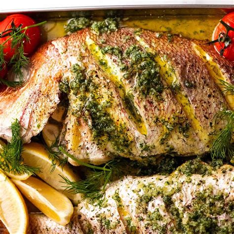 Whole Baked Fish - Snapper with Garlic & Dill Butter Sauce | RecipeTin Eats