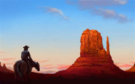 Download Stunning view of a Cowboy in Western landscape Wallpaper ...