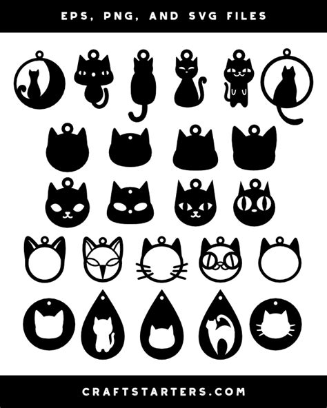 Cat Earring Silhouette Clip Art