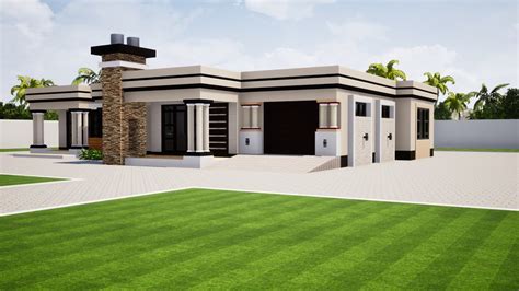 Flat roof house design | 3 Bedroom | 19.2m x 16.1m |Low cost - YouTube