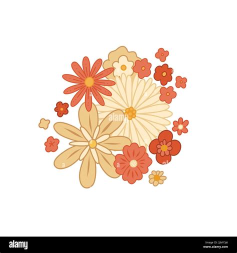 Vector groovy floral arrangement. Flower composition hippie clipart ...