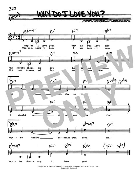 Why Do I Love You? (Low Voice) Sheet Music | Jerome Kern | Real Book ...