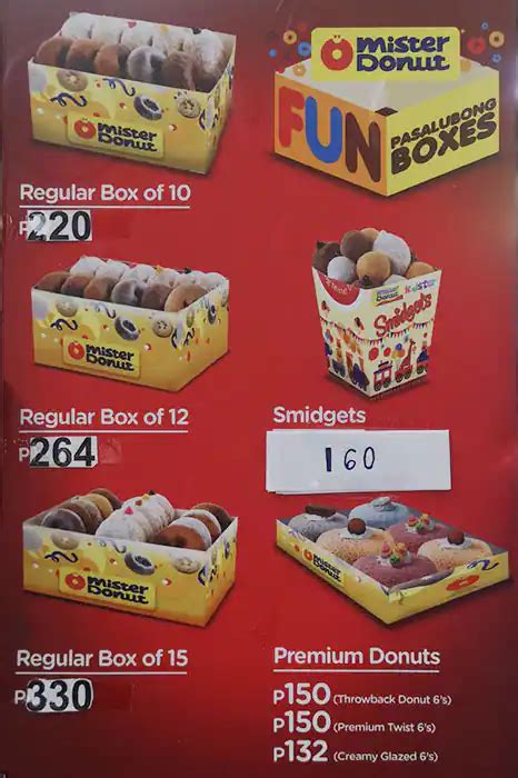 Menu at Mister Donut, Mandaue City, 8WPR+MH6