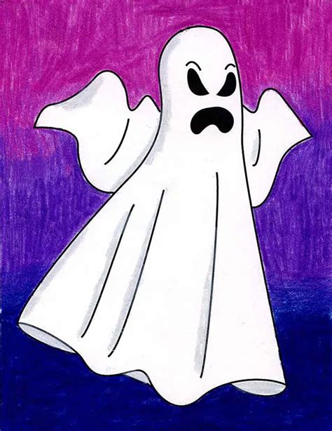 Easy How to Draw a Ghost Tutorial and Ghost Coloring Page