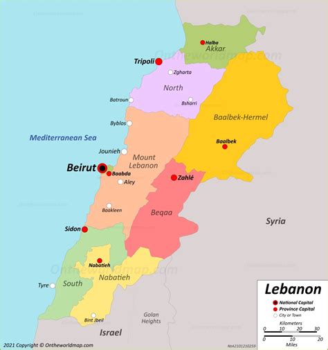 Lebanon Political Map