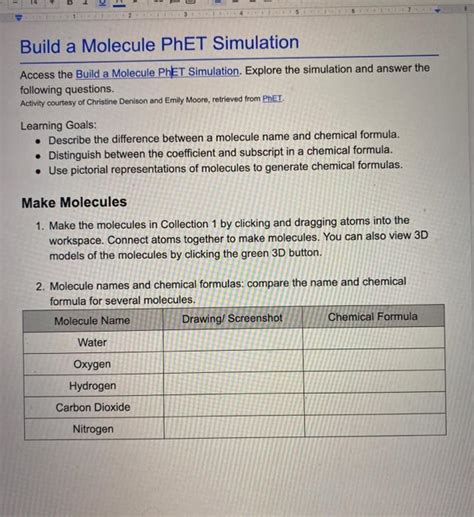 Solved Build a Molecule PhET Simulation Access the Build a | Chegg.com