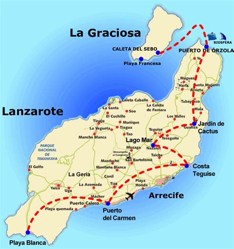 Map that shows Lanzarote and La Graciosa Island, Canary Islands | Isla ...