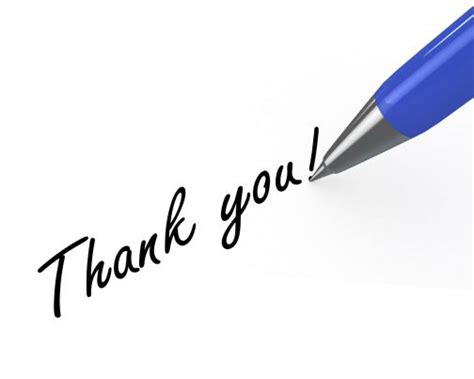 0914 Thank You Note With Blue Pen On White Background Stock Photo ...