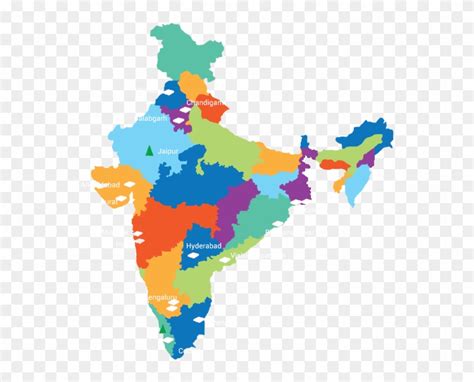 States And Territories Of India Vector Map - India Map No Background ...