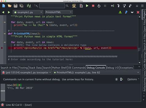 Tutorial Interactive Debugging Wing Python Ide