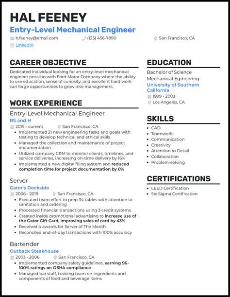 11 Mechanical Engineer Resume Examples Built for 2024