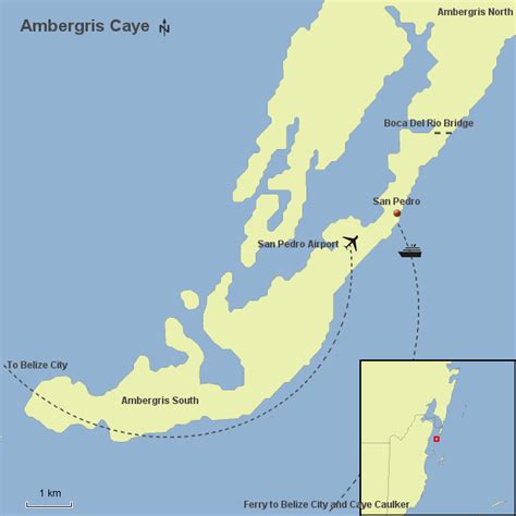 StepMap - Ambergris Caye - Landkarte für South America