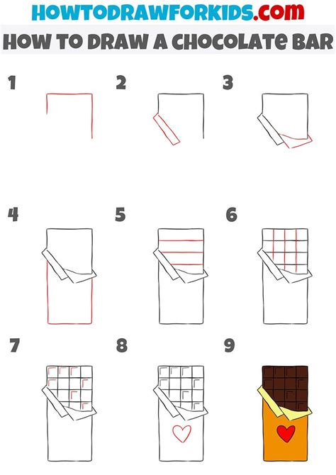 how to draw a chocolate bar step by step Food Drawing Easy, Cute Food ...