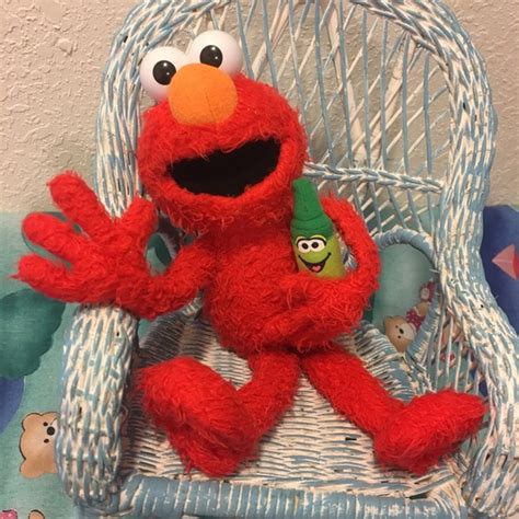 Other | 202 Elmo Plush With Green Crayon Sesame Street | Poshmark