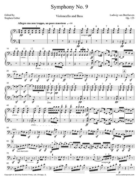 Beethoven Choral Symphony No. 9 Cello Part by Stephen Geber