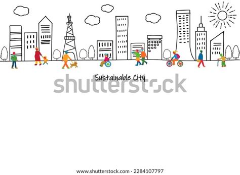 Hand Drawing Sustainable City Sdgs Color Stock Vector (Royalty Free ...