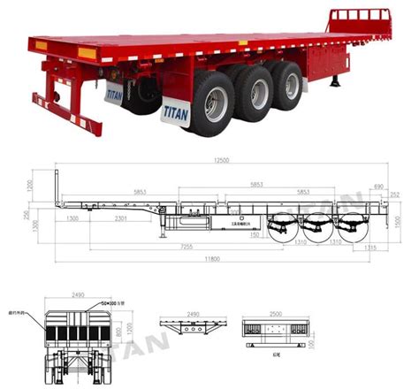 20/40/45/53 Ft Flatbed Semi Trailer for Sale Dimensions