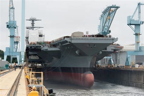 Ship Photos of The Day - Gerald R. Ford Aircraft Carrier Dry Dock Flooded