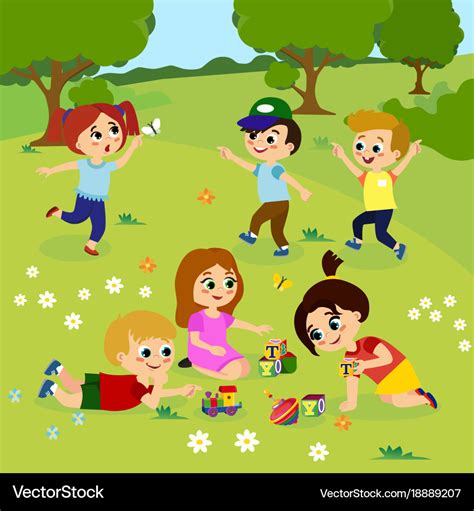 Kids playing outside Royalty Free Vector Image