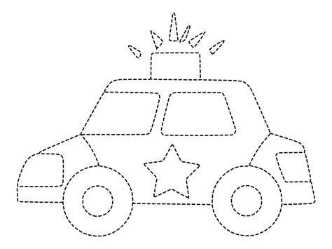 Police Car Tracing Worksheet coloring page - Download, Print or Color ...