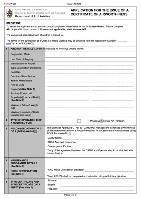 Fillable Form Aw-200 - Application For The Issue Of A Certificate Of ...