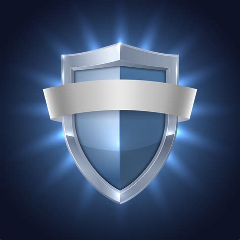 Glowing shield with blank ribbon safety badge 435394 Vector Art at Vecteezy