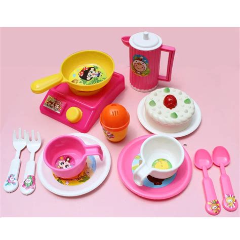 Simulation tableware kitchen toys 14 sets of children baby girls play ...