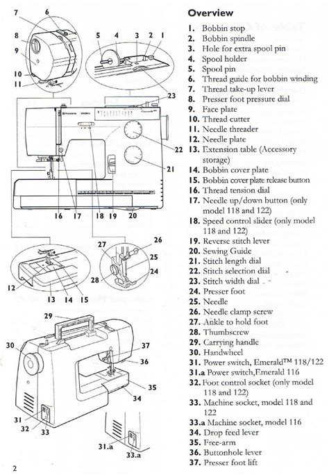 Husqvarna Viking Emerald 116 118 122 Sewing Machine Users Guide Owners ...