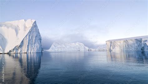 Beautiful icebergs are on arctic ocean in icefjord Stock Photo | Adobe ...