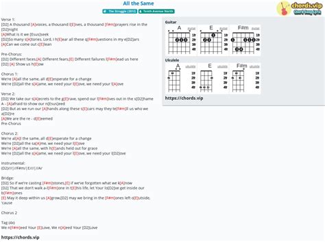 Chord: All the Same - tab, song lyric, sheet, guitar, ukulele | chords.vip