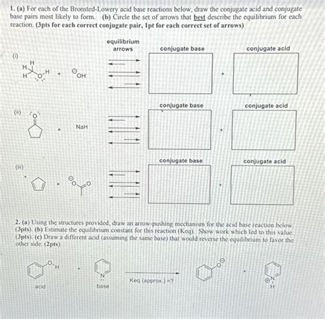 Solved 1. (a) For each of the Bronsted-Lowery acid base | Chegg.com