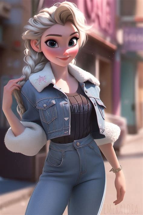 Modern Elsa, wearing jeans, Disney Princess | Disney princess fashion ...