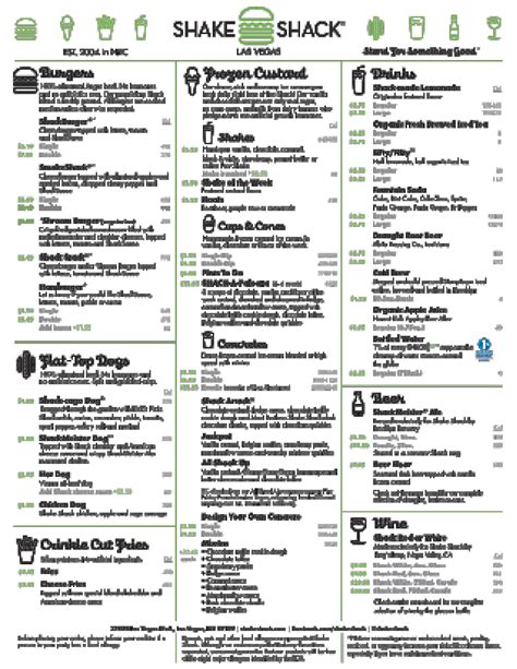 Shake Shack Menu, Menu for Shake Shack, The Strip, Las Vegas ...