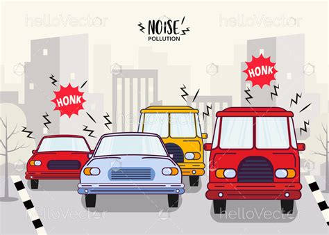 Noise Pollution By Vehicles - Vector Illustration - Download Graphics ...