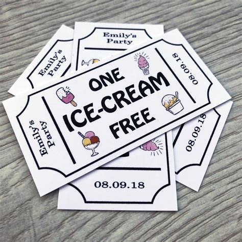 Ice Cream Tokens Personalised Wedding Tickets Qty 50 White | Etsy