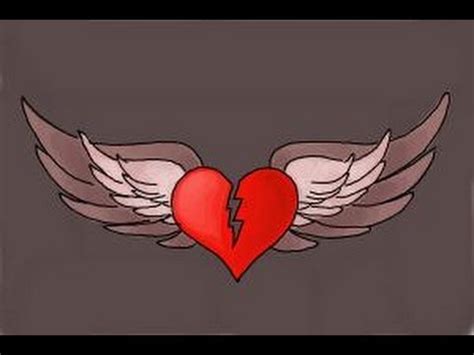 How to draw a broken heart with wings - YouTube