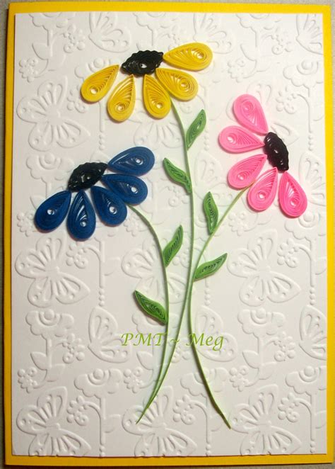 handmade greeting card featuring a trio of simple quilled flowers ...