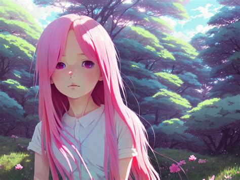 Anime Girl With Long Pink Hair