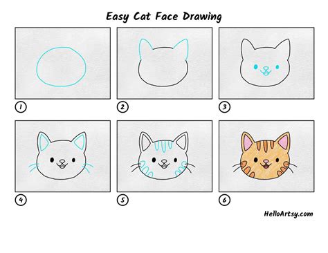 Easy Cat Face Drawing - HelloArtsy