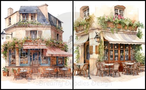 Watercolor French Cafe Clipart - Etsy